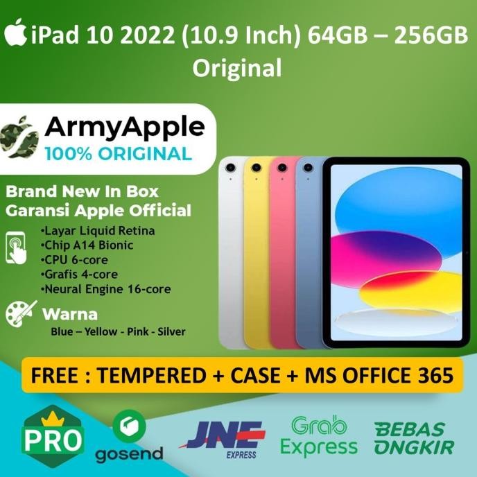 

BLUE- APPLE IPAD 10 2022 10.9 64GB 256GB WIFI CELL BLUE YELLOW PINK SILVER
