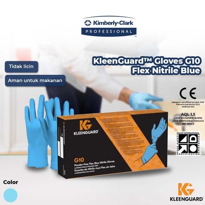 

BLUE- KLEENGUARD G10 FLEX BLUE NITRILE GLOVES - SARUNG TANGAN NITRIL