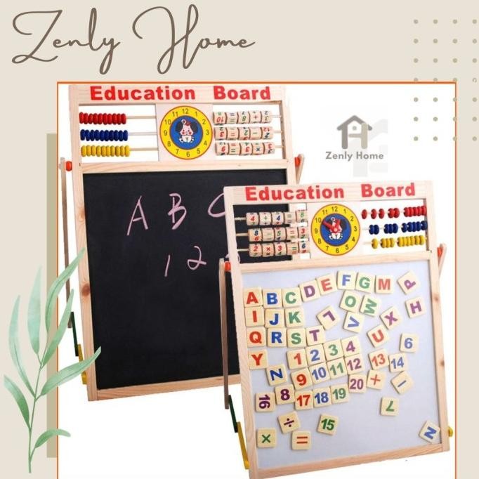 

Terlaris Zen057- Papan tulis education magnet board magnet 2 sisi 2in1 besar/white n black board COD