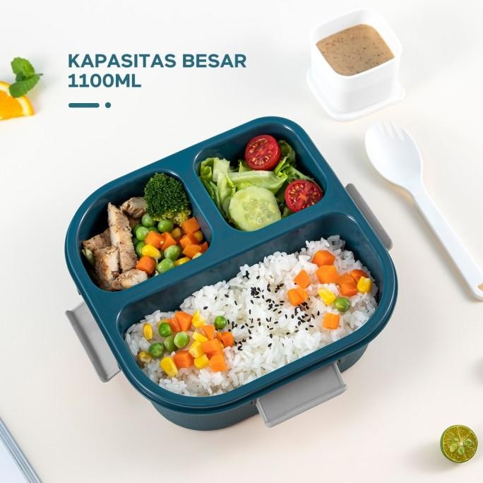 ECENTIO KOTAK MAKAN 1.1L LUNCH BOX&TAS BEKAL SET ANTI BOCOR BPA FREE