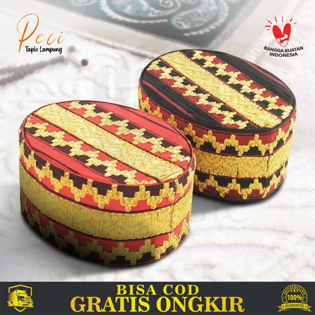 TOPI PENUTUP KEPALA KOPIAH MOTIF KAIN TENUN AESTHETIC KLASIK DESIGN