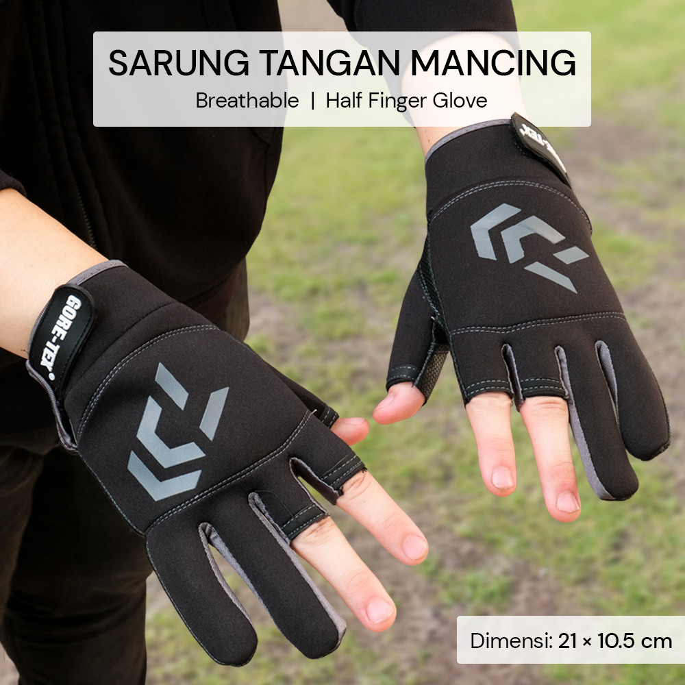 

- TaffSPORT Sarung Tangan Mancing Breathable Glove Half Finger 1 Pair - DW-GRTX -