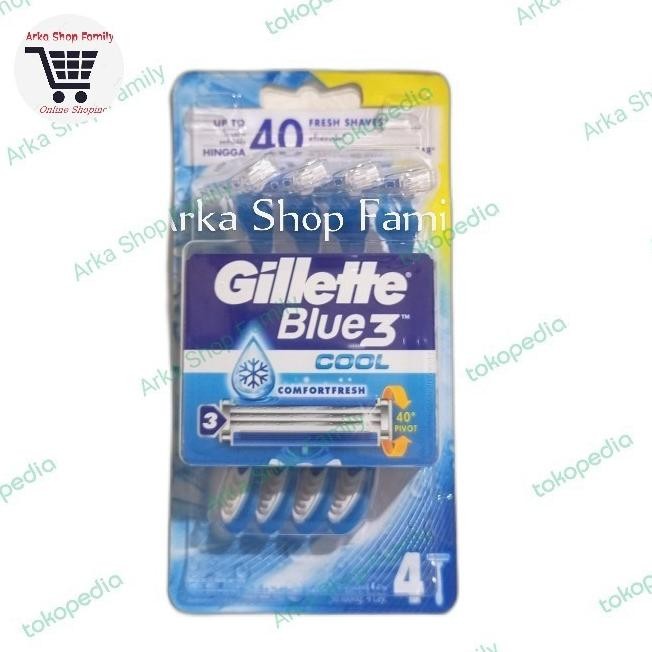 

BLUE- GILLETTE BLUE 3 ICE COOL COMFORTFRESH ISI 4 RAZOR PISAU CUKUR