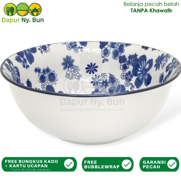 

BLUE- MANGKOK SAYUR KERAMIK JUMBO OMEGA MOTIF ASTHA BLUE UKURAN 9 INCH