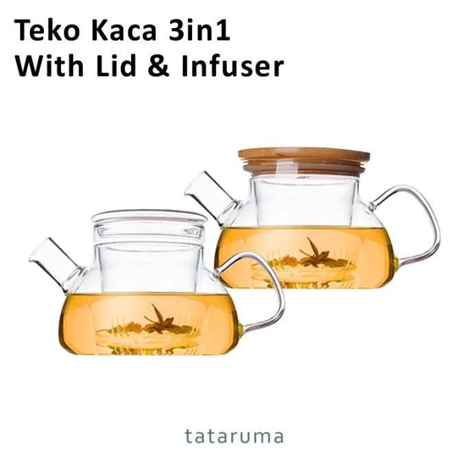 

ruta - teko kaca 3in1 tutup+saringan tahan panas 600ml termurah