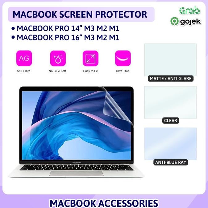 

BLUE- MACBOOK PRO 14 16 INCH M1 M2 M3 SCREEN PROTECTOR ANTI GORES GLARE BLUE