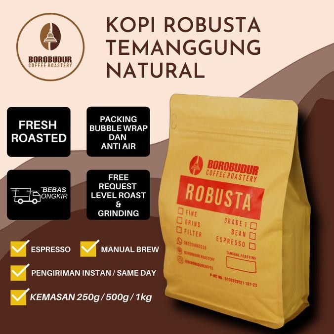

Promo 1Kg Kopi Roast Bean Robusta Temanggung Fine Borobudur Grosir Termurah