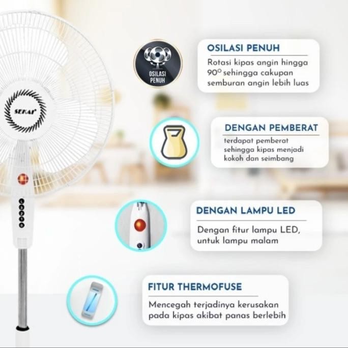 Standfan Sekai Sfn1621 Sfn 1621 Kipas Angin Berdiri 16Inch Sfn-1621