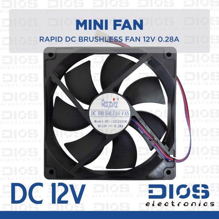 FAN KIPAS DC 12V 0.28A RAPID MINI BRUSHLESS HITAM