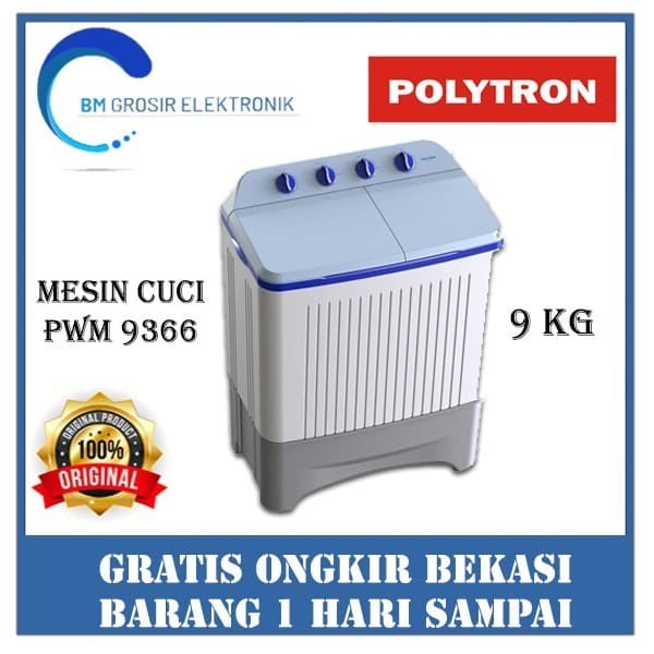 POLYTRON PWM9366 MESIN CUCI (2 TABUNG / 9KG)