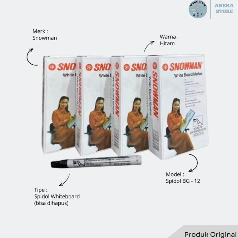 

New Arrival 0027 Spidol White Board Snowman Hitam Bg-12. Eceran