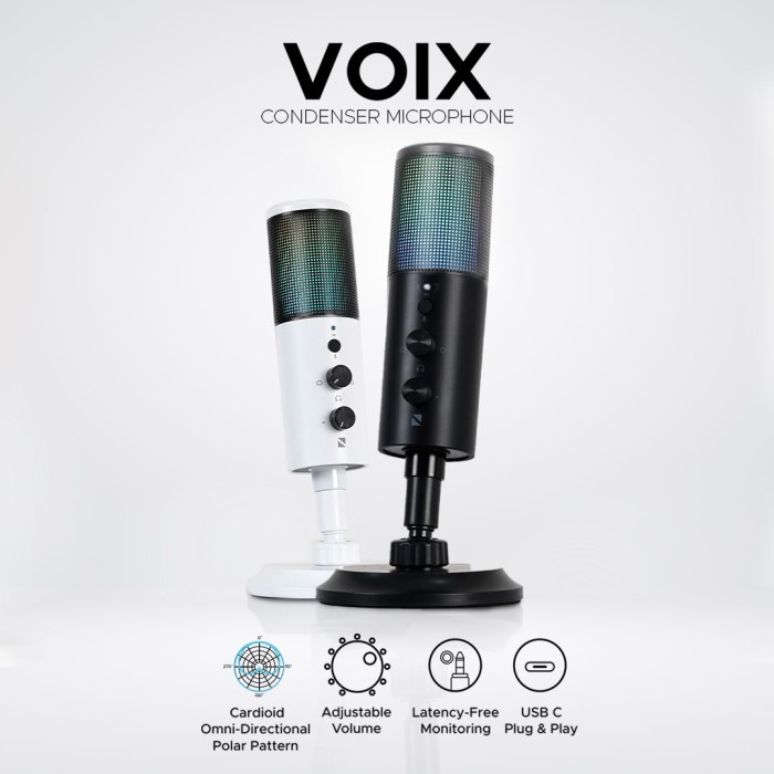 Noir Voix Condenser Microphone USB Type-C with RGB Streaming&Gaming