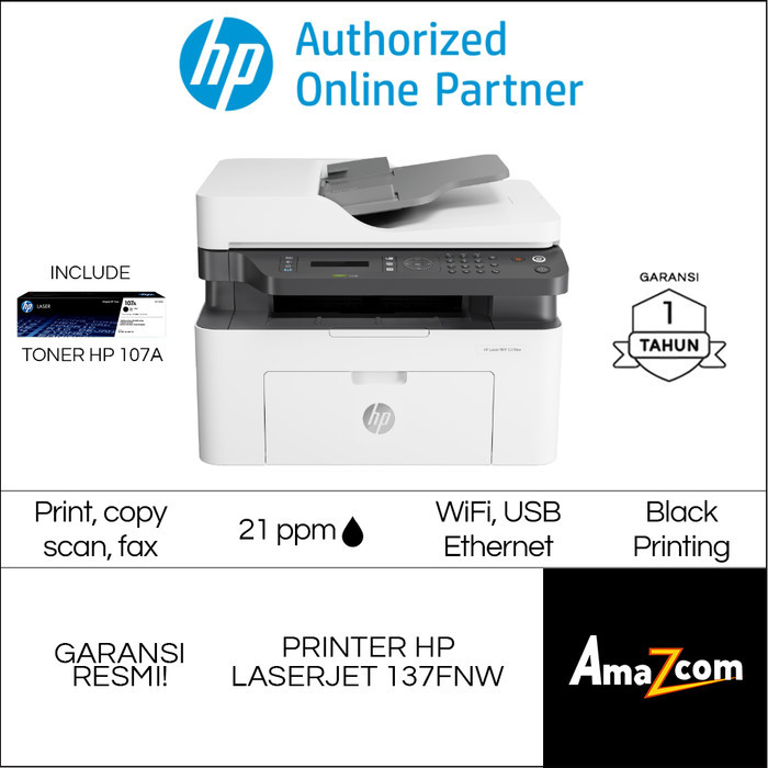 HP LaserJet MFP 137FNW Printer Wireless All In One Laser Jet M137FNW