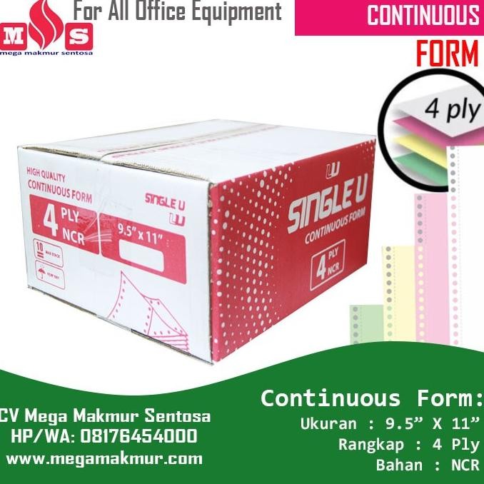 

TERMURAH - KERTAS CONTINUOUS FORM K4 UK: 9.5 X 11 4Ply Atau 4Ply/2 PRS