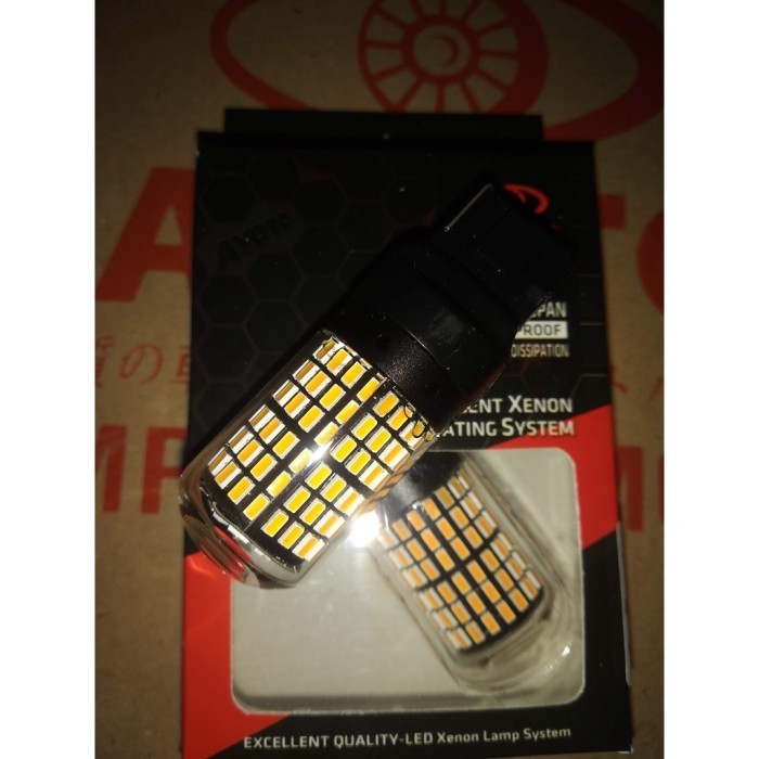 AYOTO LAMPU SEIN MUNDUR LED MOBIL T20 7440 CANBUS 2 KAKI KAWAT 144 LED