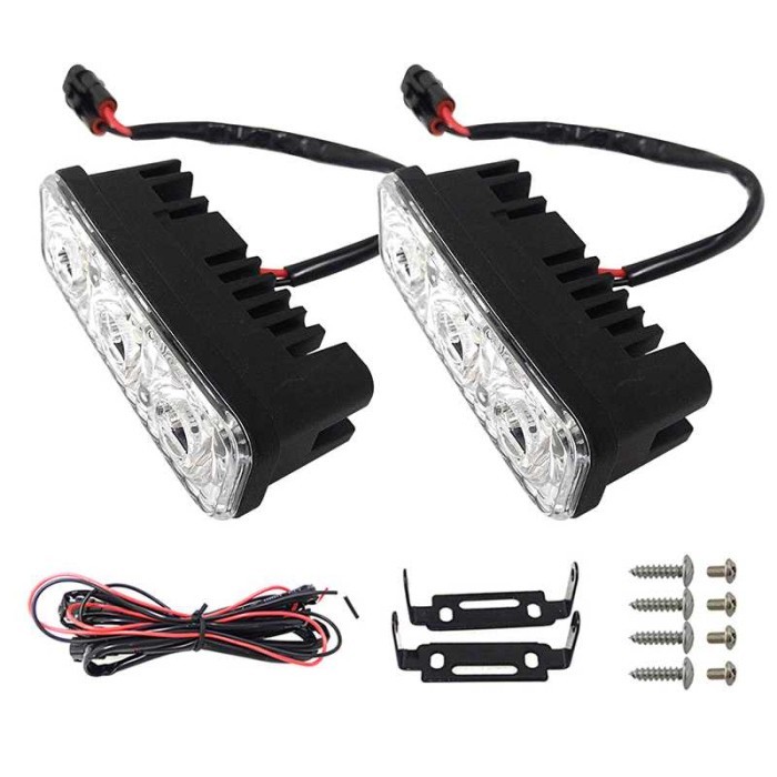 LAMPU DRL MOBIL LED ANTI AIR CAR LIGHT DAYTIME RUNNING WATERPROOF 2PCS