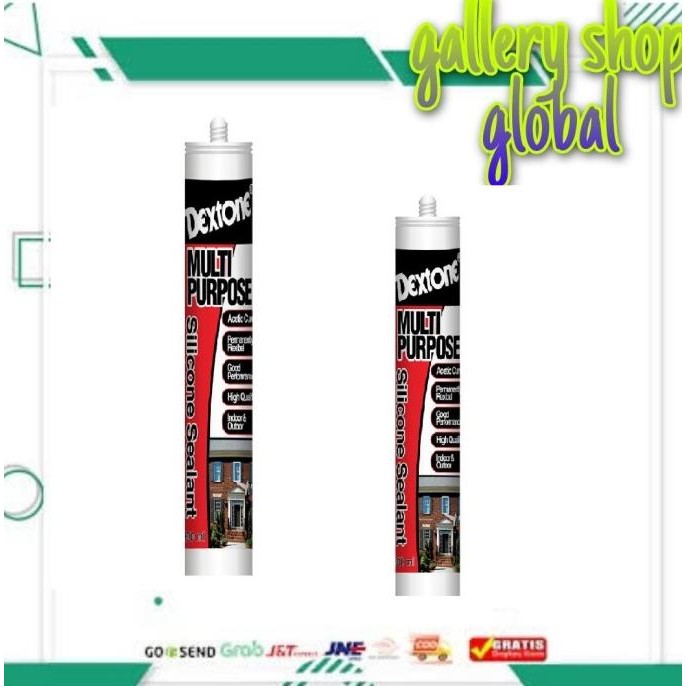 Terbaru Dextone Lem Silicone Sealant Multi Purpose grey 300ml - sealant kaca -