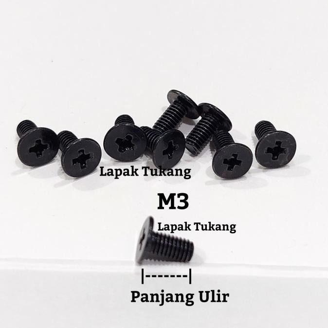 baut komputer laptop m3x4 m3x5 m3x6 m3x8 isi 100pcs 