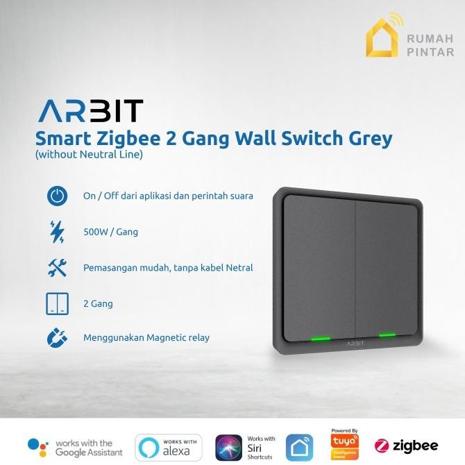 Switch - ARBIT Smart ZigBee Wall Switch Without Neutral Wire Line - Grey