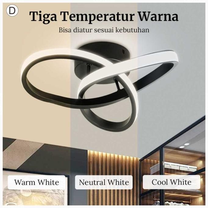Lampu Plafon Plafond Gantung Hias Led Modern Ceiling Light 3 Warna Herritra