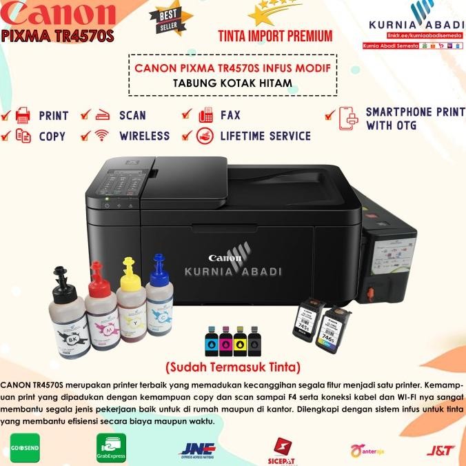 Printer Canon Pixma Tr4570S Infus Tabung Print Scan Copy Wifi Fax Adf Khrisnaalfred