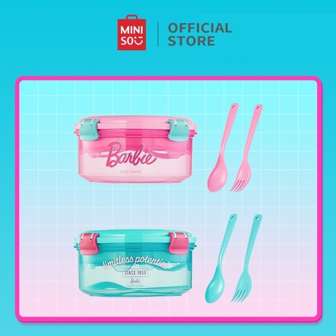 Miniso x Barbie Shining Collection Tempat Sayuran Salad Bowl Kotak Makan Siang Kotak Penyimpanan Mak