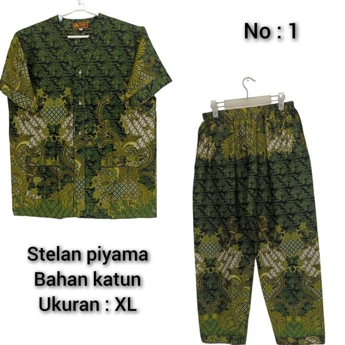 Stelan baju tidur batik bahan katun piyama pria celana tidur XL RDN