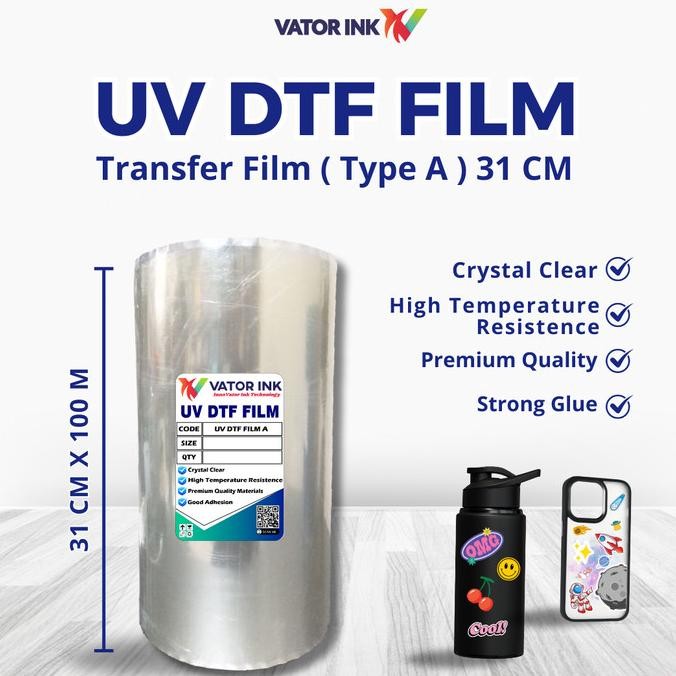 UV DTF PET FILM ROLL A3 31CMX100M TRANSFER FILM (TYPE A) HIGH TEMP