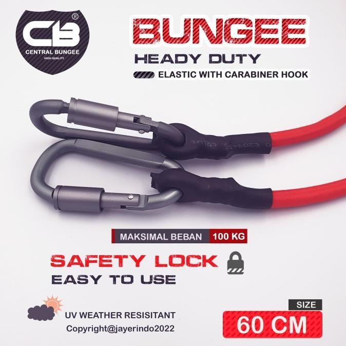 tali - tali bagasi motor 60cm pengikat hook carabiner central bungee