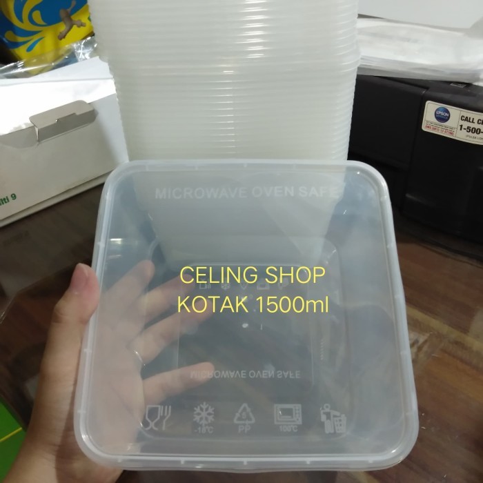 DISKON TEMPAT KOTAK BOX WADAH PLASTIK NASI MIKA 1500ml PER 25pc