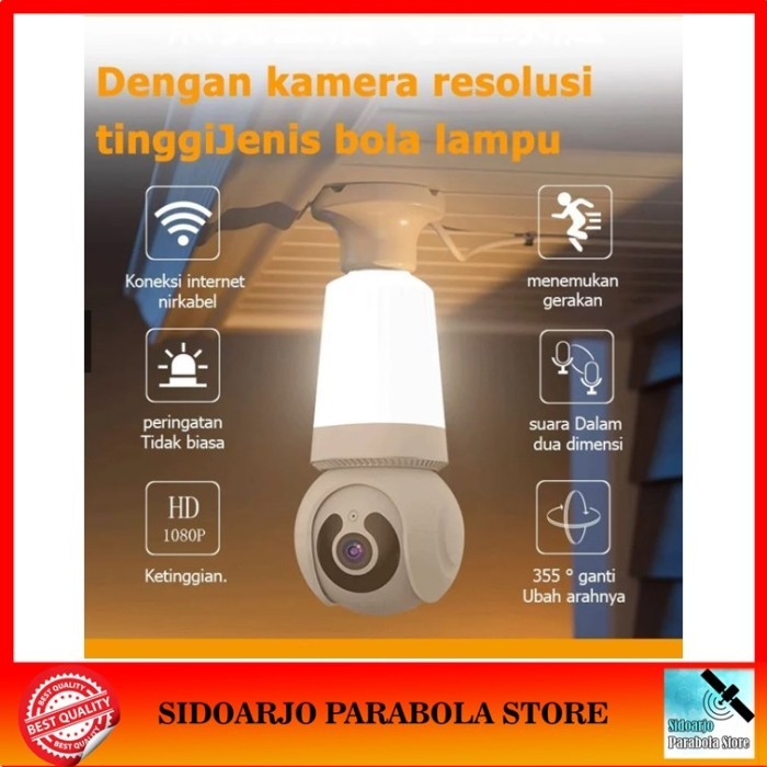 CCTV IP Camera Lampu Bohlam Ipcam Bulb Panorama Berputar 360 Full HD