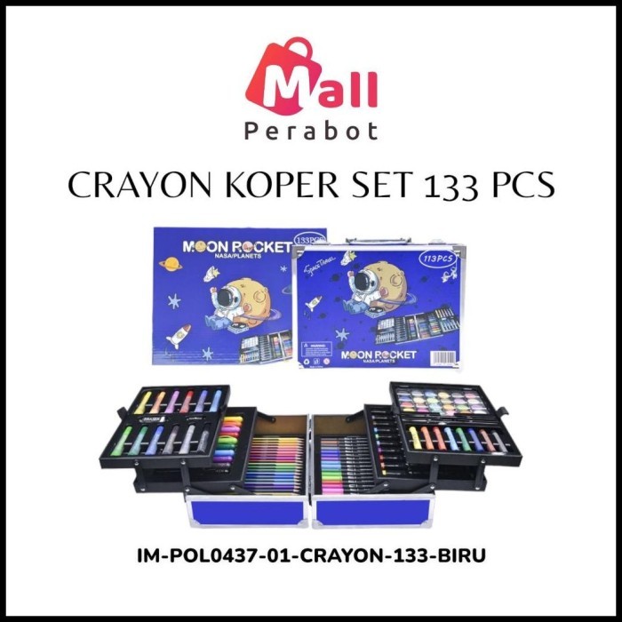 

Promo Mall Perabot Crayon Set 133 Pcs Koper Aluminium Besi Box Alat Lukis Anak Koper Set Krayon