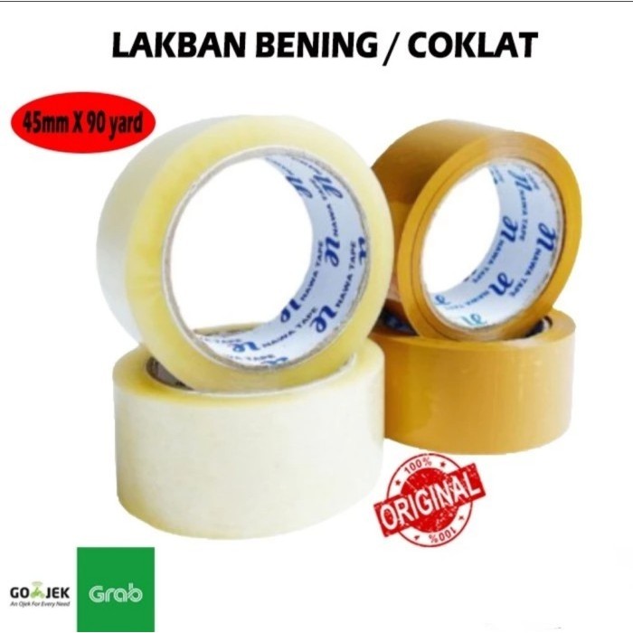 

Gosend / Dus 72 pcs Lakban Bening / Coklat Nawa Tape 45 mm x 90 yard