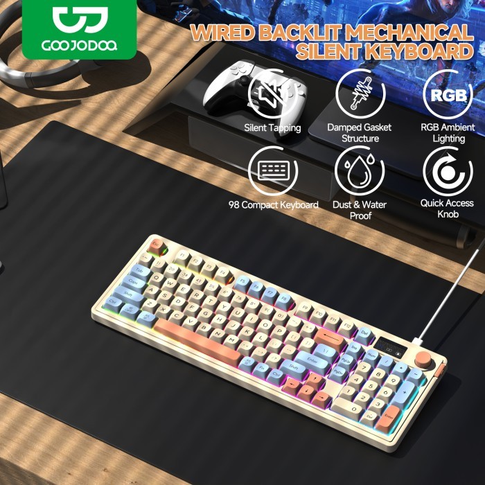 Mechanical Keyboard Wired 98 Keys RGB Backlight Keyboard Gaming Keyboard Silent Keypad for Laptop PC