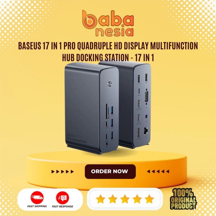 BASEUS 17 in 1 PRO QUADRUPLE HD Display Multifunction HUB Docking Station - 17 in 1