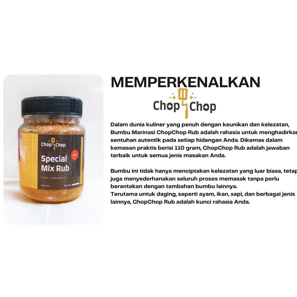 

Paket Bundle Chop Chop Rub Kombinasi Dengan 3 Varian - , Curry, Spicy Bumbu Marinasi Rendah Kal