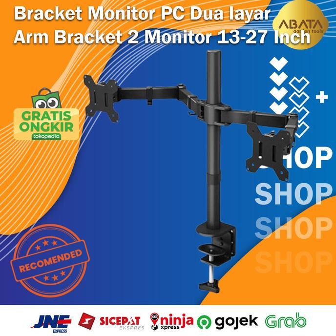 BRACKET MONITOR PC DUA LAYAR 13-27 INCH 100X100MM BRACKET VESA MOUNT MONITOR TABLE MOUNT DUAL MONITO