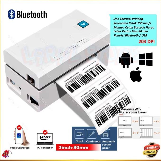 PRINTER THERMAL KASIR BLUETOOTH USB CC 330 CETAK PRINT STIKER LABEL NOTA ALAMAT POS 80MM 1612T