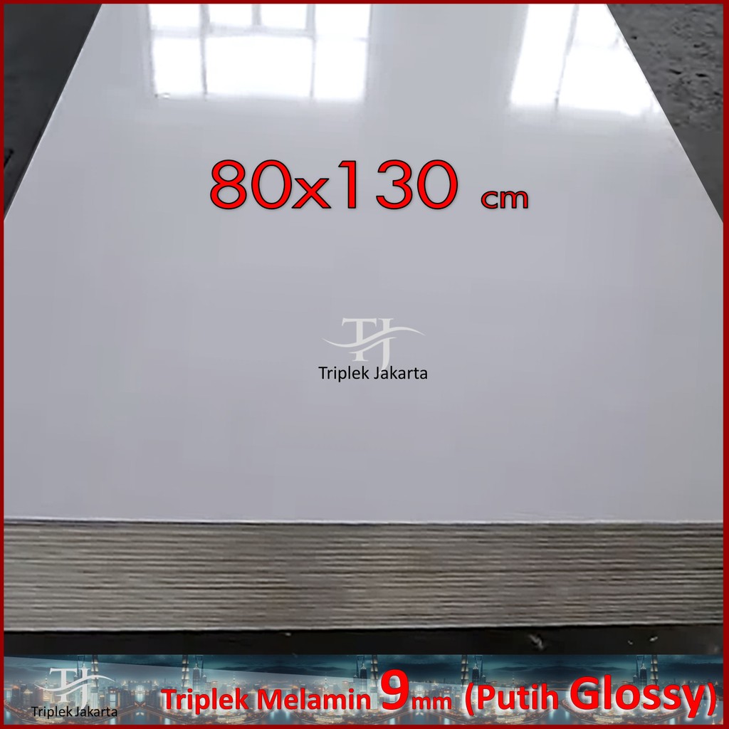 Melamin Putih GLOSSY 1 Muka 9mm 80x130 cm  | Triplek Putih Glossy  9 mm 130x80 cm