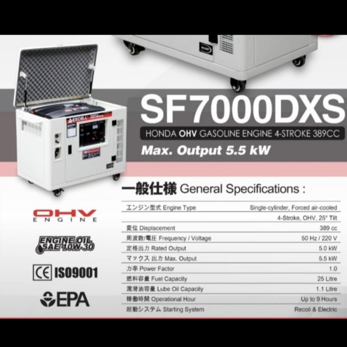 Paling Baik Genset Silent Bensin 5500Watt Honda Excell Sf 7000 Dxs Genset Silent Termurah