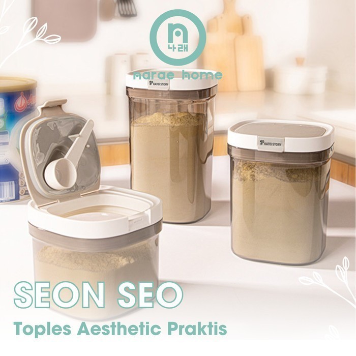 

NARAE - SEON SEO Penyimpanan Makanan Kecil Kedap Udara Toples Teh Gula Transparan Wadah Simpan Celan