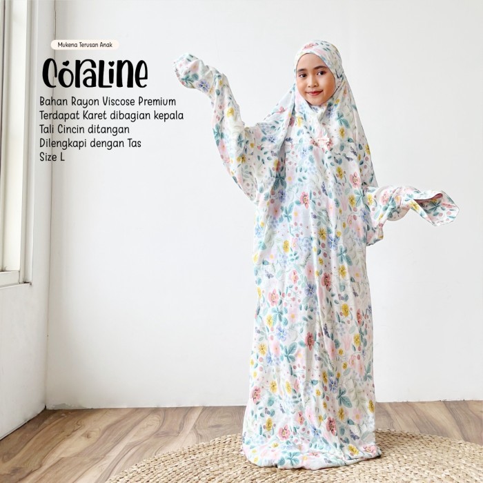 TERLARIS Mukena Anak Terusan Perempuan Motif Hana Series By Erlimakids(Part 1) - TR Coraline, L