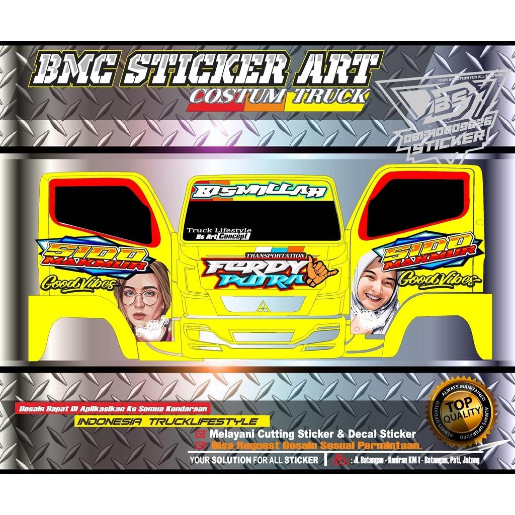 Dekal Stiker Kabin Truck.Stiker Variasi Blok Kabin Truck Canter.Stiker Truck Oleng