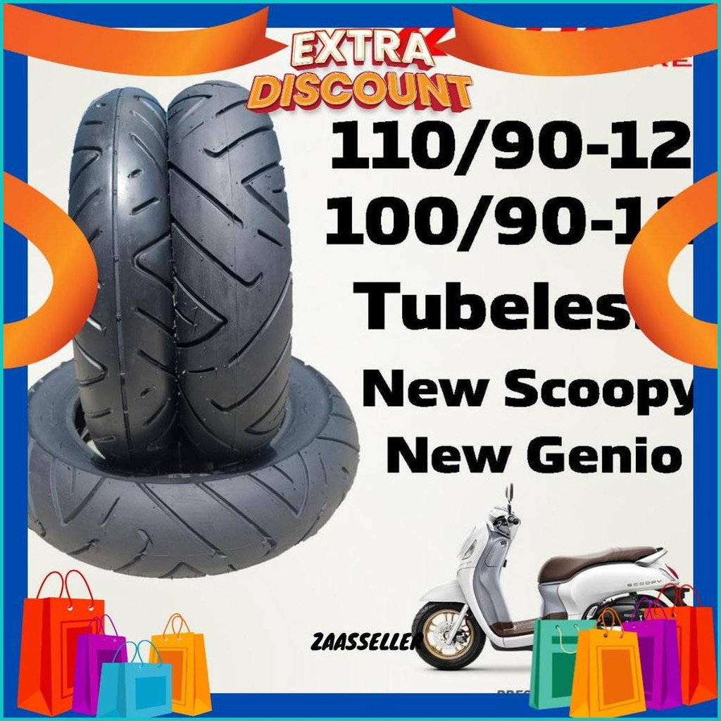 Erco Tire Satu Set Ban Scoopy Ring 12 Depan Belakang Tubeless 110/90-12 100/90-12 New Scoopy 2016-20