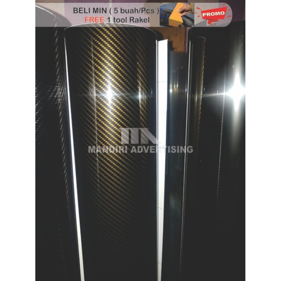 Terlaris Stiker Carbon Emas Glossy 2D / Sticker Fiber Carbon Gold 2D