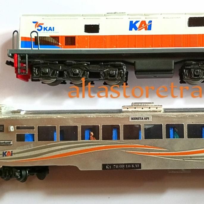 miniatur kereta api set Lokomotif dan gerbong eksekutif
