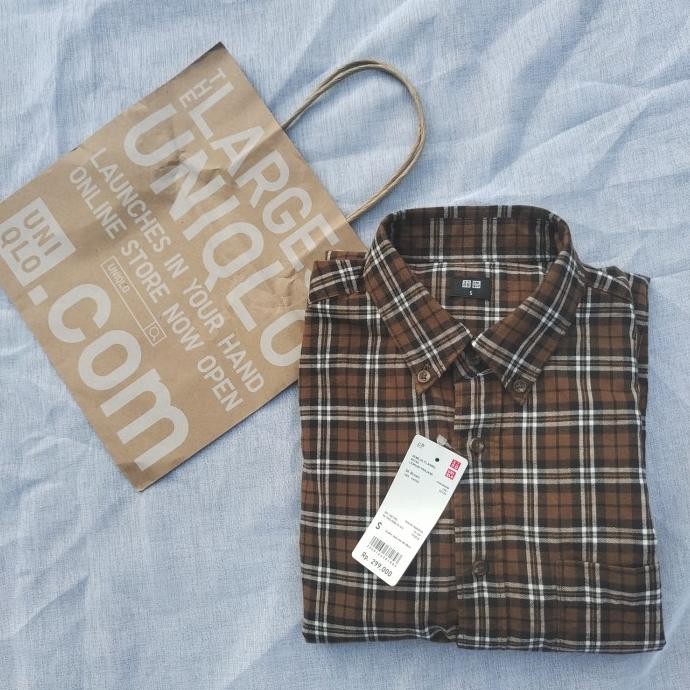 Uniqlo - Flannel Shirt Brown - Kemeja Pria Coklat Edoardo_Store