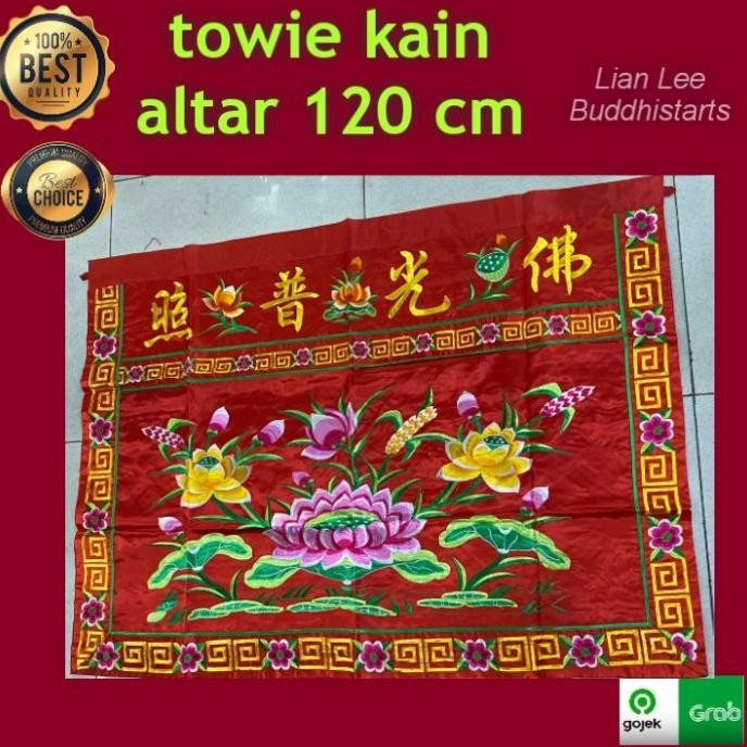 ~~~] Kain Merah Towi Tokwi Altar Bordilan bagus Lotus Teratai uk 120 cm