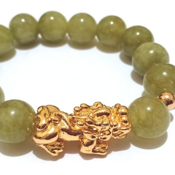 

Buruan serbu] gelang piyao pixiu phixiu batu natural jade hijau topaz uk 12 mm