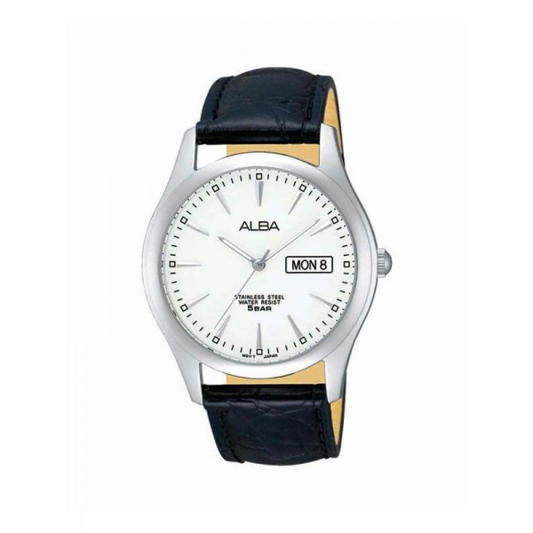 Jam Tangan Pria Alba Prestige  Original  Garansi Resmi Leather Formal Silver AXND63 X1